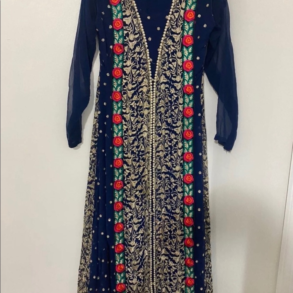 Pakistani Maxi dress shalwar kameez navy blue